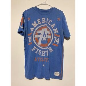 Aflliction Men Size L Blue American Fighter Graphic Short Sleeve Shirt Y2K Wear